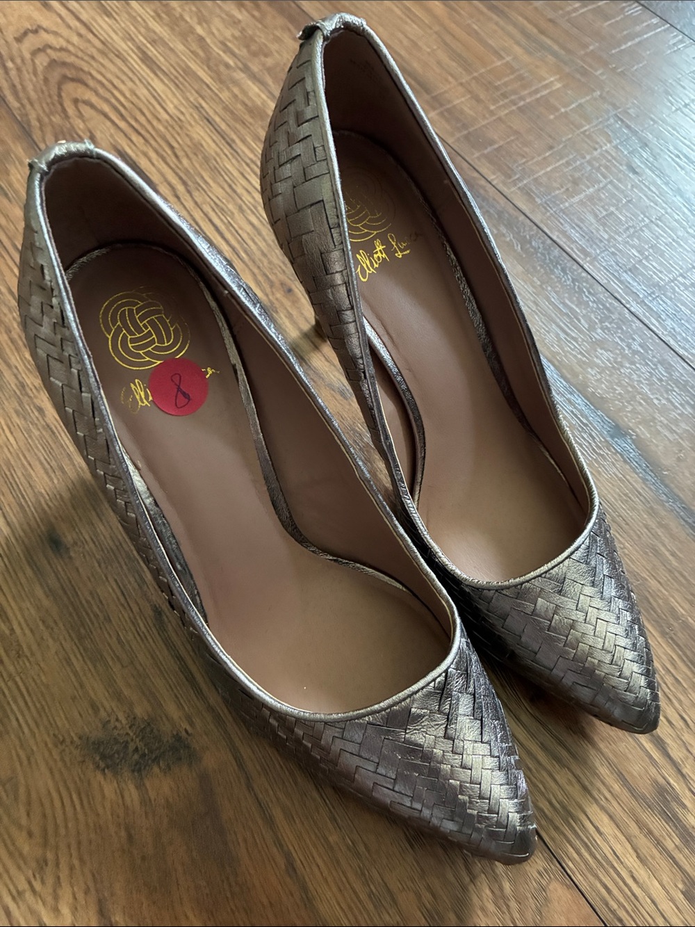 Catalina Metallic Silver Woven Pointed-Toe Pumps